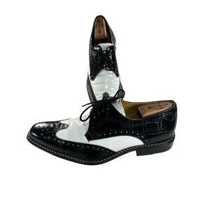 Giorgio Brutini Vintage Mens Sz 11M Black\White Leather Wingtip Dress Shoes